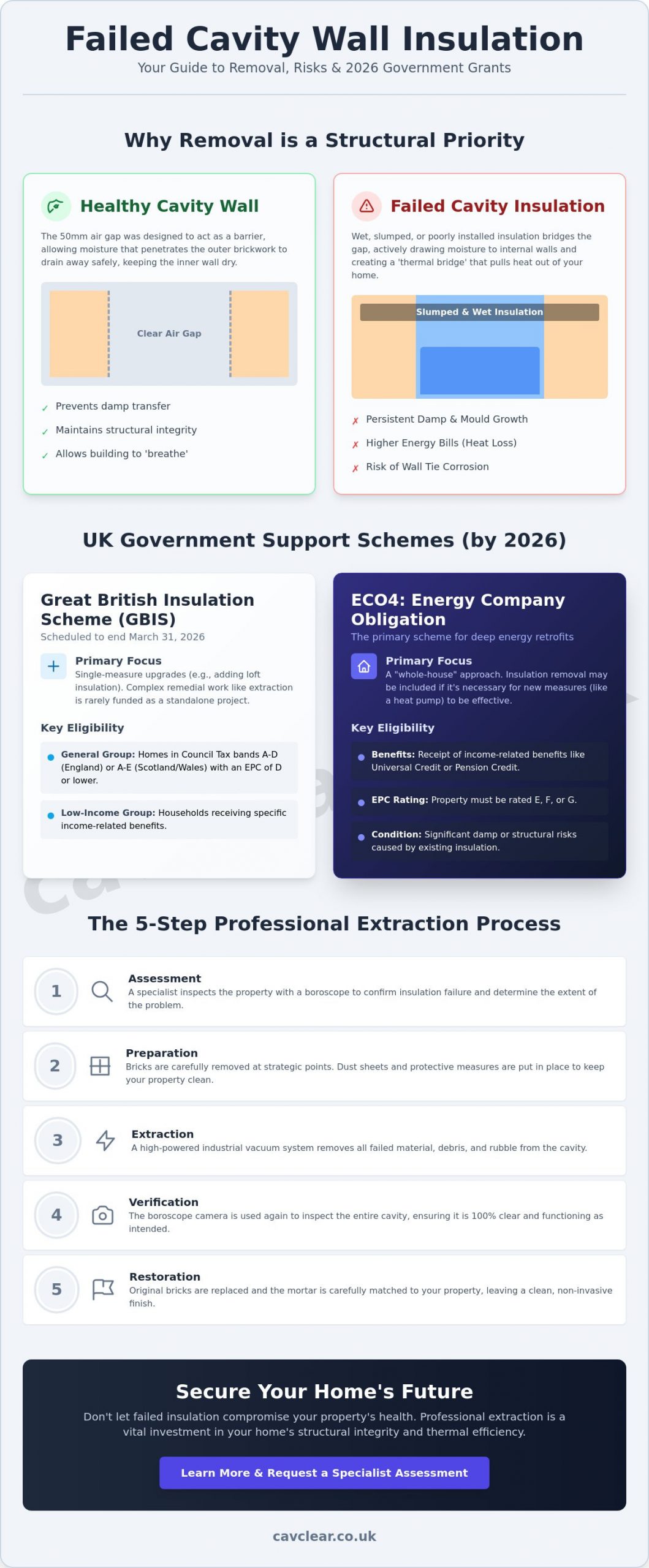 Funding and Support for Cavity Wall Insulation Removal in the UK (2026)