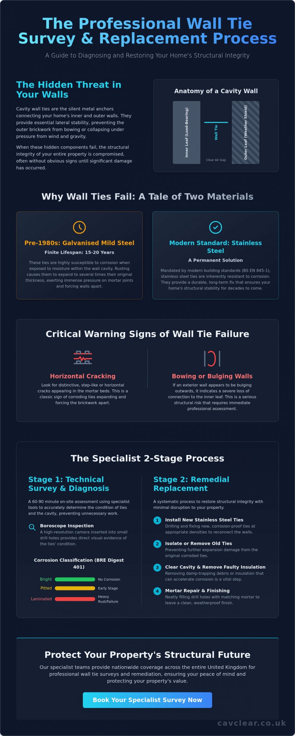 Professional Wall Tie Survey and Replacement Process: The 2026 UK Homeowner’s Guide
